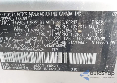 2011 Toyota Rav4 Limited from USA, damaged, VIN 2T3YF4DV8BW075624